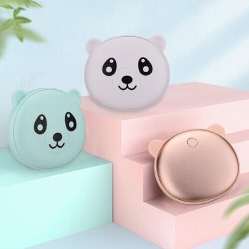 Cute Cartoon Bear Winter Mini Hand Warmer Portable USB Rechargeable Home Travel 4000mAh 5V Power Bank Double Sided Quick Heating