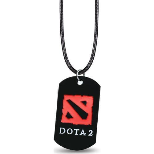 MS JEWELS Game Jewelry Gifts DOTA 2 Logo Plate Metal Black Red Charm Pendant Necklace Fans Promotion Dropshipping