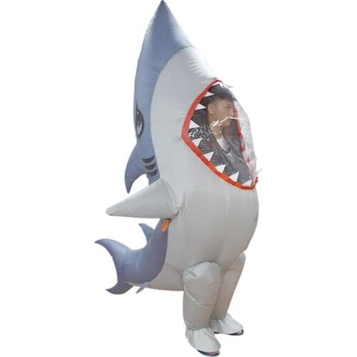 Cartoon Doll Blue Shark Inflatable Costume Game Fancy Dress Halloween Jumpsuit 23GD