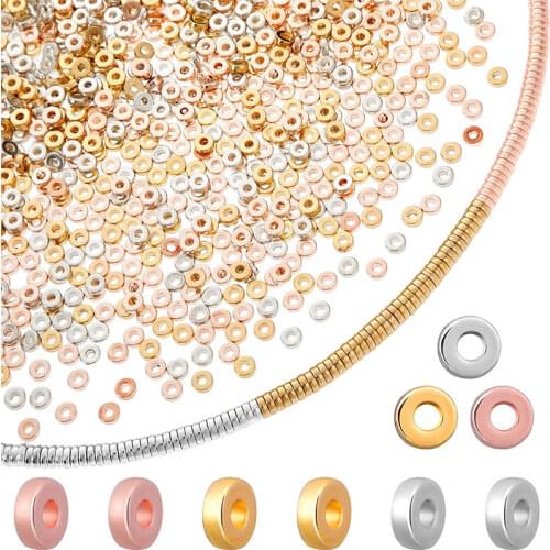 500pcs 2x6mm Acrylic Plated CCB Flat Round Rondelle Seed Space Loose Beads for Jewelry Making DIY Bracelet Necklaces