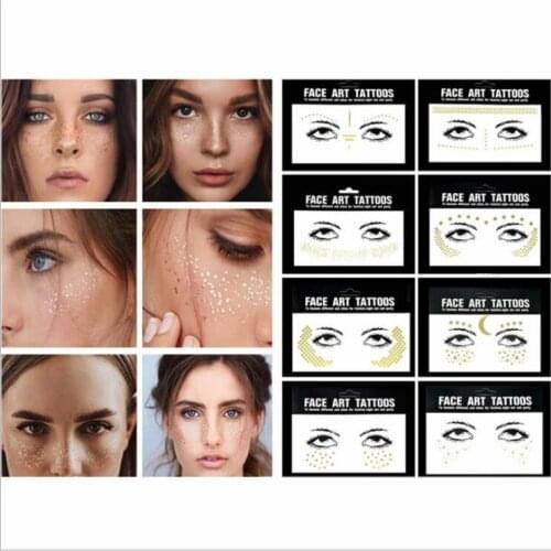 Freckles stickers New Gold Face Temporary Tattoo Waterproof Blocked Freckles Makeup Stickers Eye Decal Wholesale