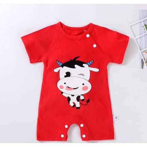 2020 Childrens Summer New Climbing Suit Baby Cotton Short-sleeved One-piece Baby Thin Fart Bag
