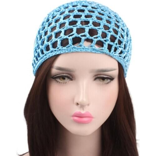 New Womens Mesh Hair Net Crochet Cap Solid Color Snood Sleeping Night Cover Turban Hat Popular Casual Beanie Chemo Hats 2020