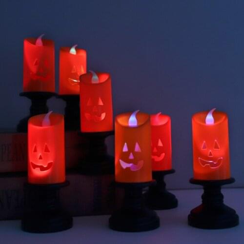 Halloween Candle Holder LED Light Colorful Candlestick Home Decoration Venue Decoration Halloween Party Decor Pumpkin Lantern