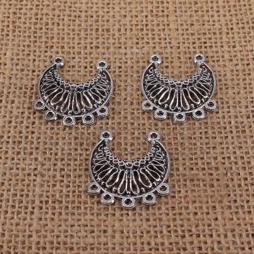 4pcs Earrings Connector Charms 31x27mm Antique Silver Color Pendants for DIY Jewelry Making Findings Handmade Craft 3673