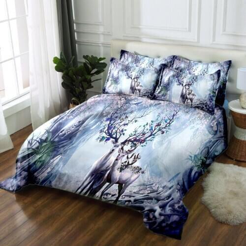 Gray deer 3D bedding sets bedsheet Duvet Pillowcase bed cover Twin king size Queen Bed Linen Home decorate Textiles Drop Ship