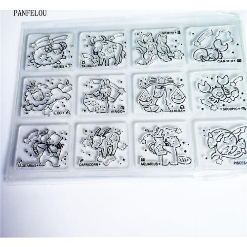 PANFELOU The zodiac Transparent Silicone Rubber Clear Stamps cartoon for Scrapbooking/DIY Easter wedding album