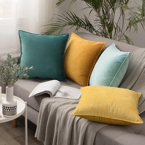 Luxury Throw Pillow Covers Classic Fashion Yellow Gray Velvet Cushion Cover Blue Green Pillow Cases Pillowcase Home Decorative