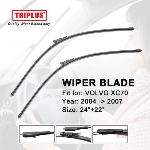 Wiper Blade for VOLVO XC70 (2004-2007) 1set 24"+22",Flat Aero Beam Windscreen Wiper Frameless Soft Boneless Wiper Blades