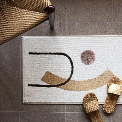 Chic Fluffy Bathroom Mat Floor Door Area Rug Tub Side Bed Room Nordic Geometric Anti Slip Carpet Pad Aesthetic Home Decor