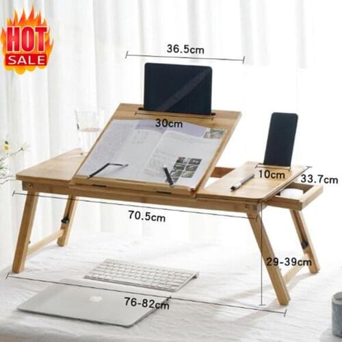 Folding lifting desk bed side small table study breakfast table Bamboo foldable laptop table small table
