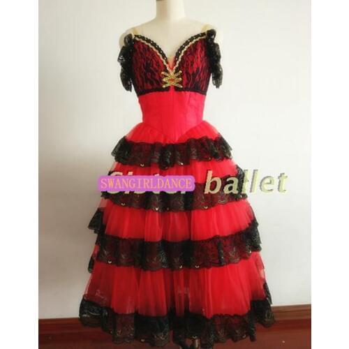 Spanish bullfight dance dress red girls giselle ballet tutu dress romantic Don Quijote ballet dress professional womenSB0012
