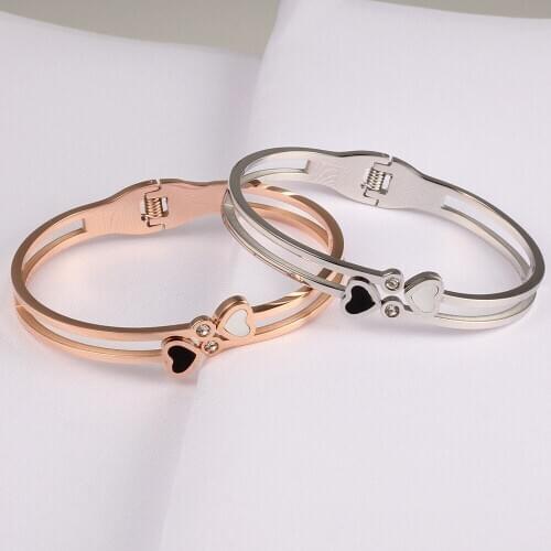 TJP New Fashion Cuff Bracelet Rose gold/Silver Bangle Stainless Steel Bracelet For Women Bracelets Bangles Valentines Day Gift