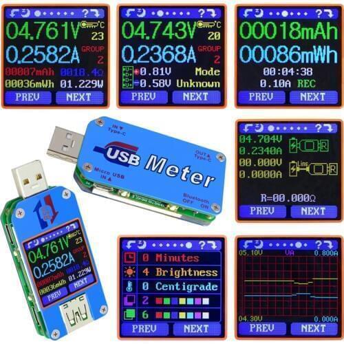 UM25 UM25C for APP USB 2.0 Type-C LCD Voltmeter ammeter voltage current meter battery charge measure cable resistance Tester