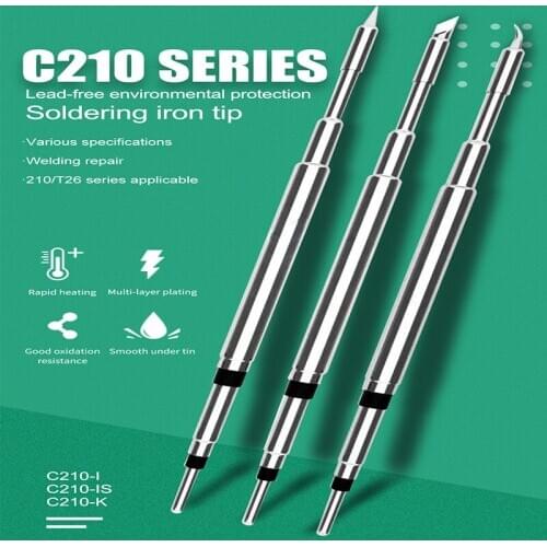 Universal C210 Series Soldering Iron Tips for JBC C210 Sugon T26 Handle Soldering Station Replacement Head Welding Iron Nozzle