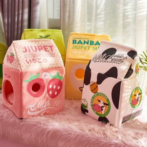 Four Seasons Universal Enclosed House Strawberry Milk Banana Milk Cat Bed Cat House Removable And Washable Pet Supplies
