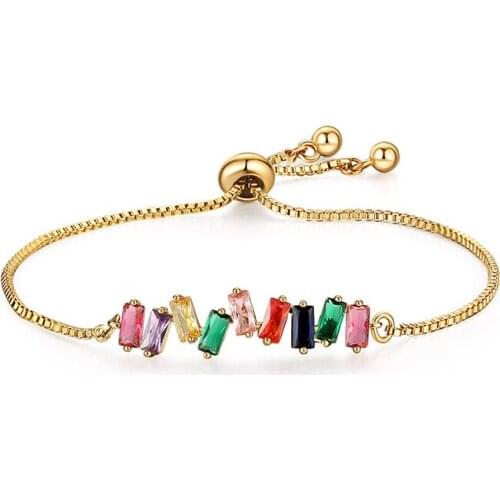 YJGS Adjustable Charm Bracelets Ladies Multicolor Cubic Zirconia Tennis Bracelets Bangle Sparkling Strand Bracelet Fine Jewelry