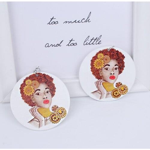Bohemia Wooden Drop Earrings Bulk Elegant Wood Beauty Print Women Earrings 2021 Trend Charms Jewelry Ear Piercing Accessories