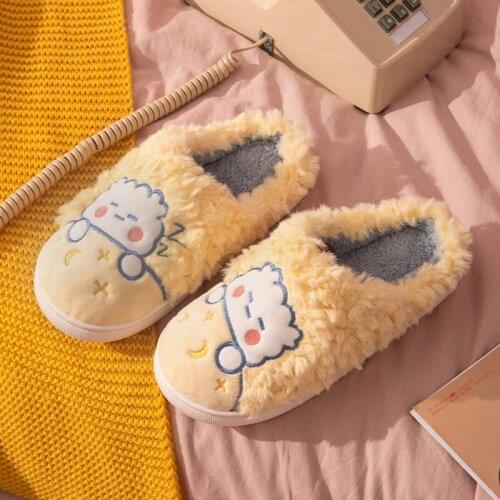 Women Warm Slippers Winter Home Slides Bedroom Floor Furry Plush Indoor Shoes Unisex Sandals Cartoon Girls Slippers