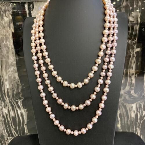 8-9MM natural fresh water pearl sweater necklace long chain 170CM near round flawless luxury fine women jewelry free shipping