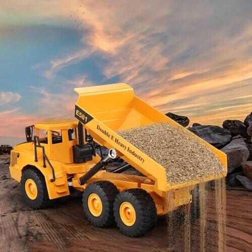 1/20 RC Turck Double E E581 2.4G 2WD RC A40G Dump Truck Remote Control Car Electronic Engineering Vehicle Toys for Boys