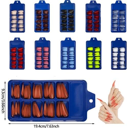 100pcs/box Candy Color Ballet Nail Manicure Fake Coffin Nail Manicure Skills Long Nail Full Cover Manicure Fake Nail Manicure