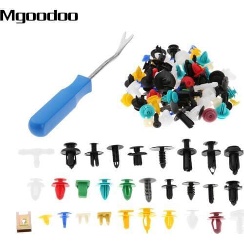 200Pcs Mixed Auto Fastener Door Bumper Panel Fender Retainer Fastener Rivet Plastic Clip Auto Fastener Pliers Tool Panel Remover