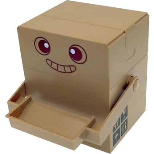 2019 New Arrival Carton Man Piggy Bank Cardboard Box Saving Coins Bank Electronic Children Money Box For Kids