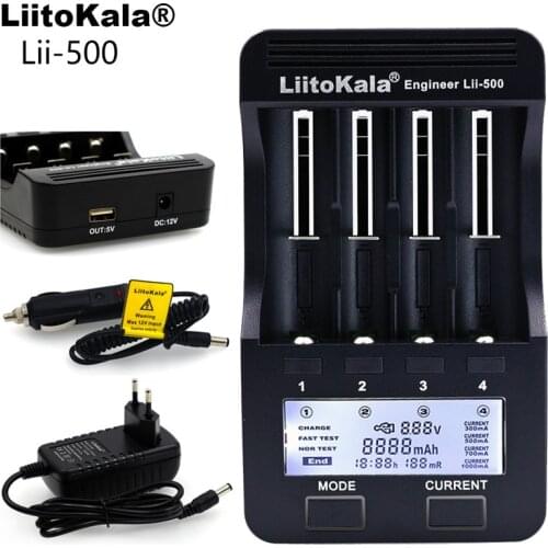 NEW Liitokala lii500 LCD 3.7V/1.2V AA/AAA 18650/26650/16340/14500/10440/18500 Battery Charger with Screen+12V 2A Adapter USB5V1A