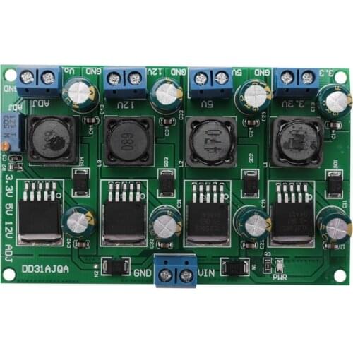 3A 4 Channels Multiple Switching Power Supply Module 3.3V 5V 12V ADJ Adjustable Output DC DC Step-Down Buck Converter Board