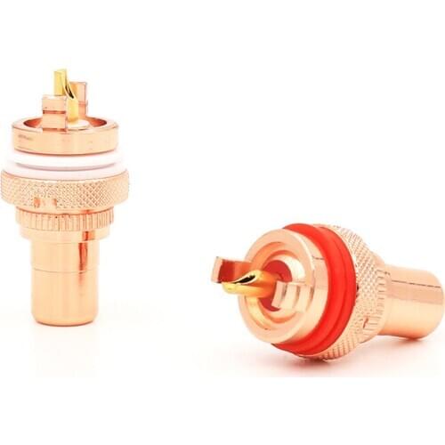 8PCS High Quality Gold Plated sockets, Red copper RCA Socket ,sockets with Phono Chassis Female HIFI AMP