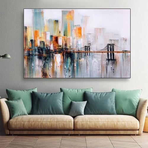 Abstract City Building Rain Boat Canvas Painting Scenery Posters Prints Wall Art Picture for Living Room Home Wall Decor Cuadro