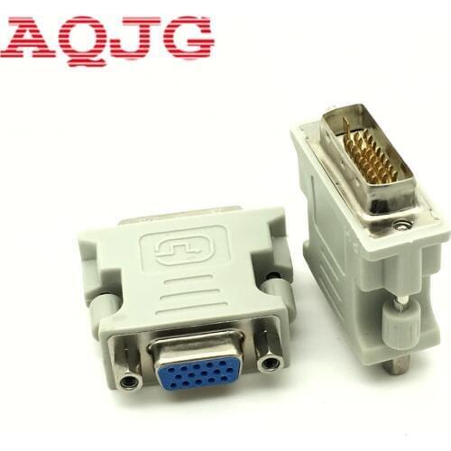 DVI-I 24+1 Male to HD 15 Pin VGA SVGA Female Video Card Monitor LCD Converter Adapter White Wholesale AQJG