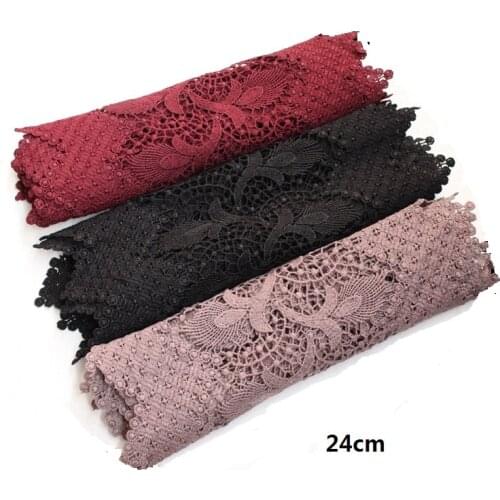 Free ship 1meter/lot width 24cm thicken embroidered lace trim cuff/skirt/dress hem/sweater lengthen X166