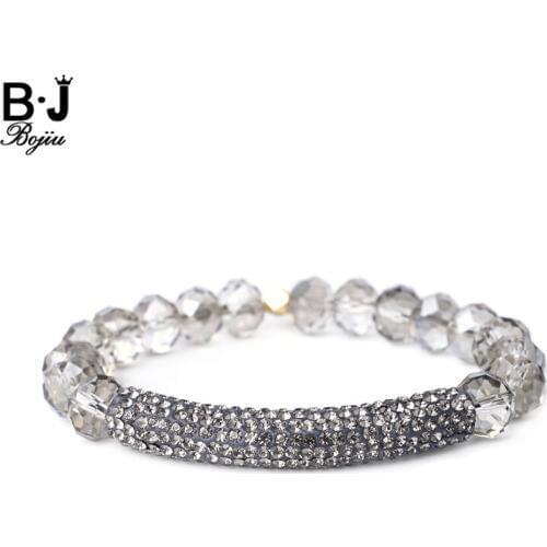 BOJIU Bracelet Men Fashion Jewelry Bracelet For Women Crystal Long Tube Beaded Charm Mens Bracelet MBC50
