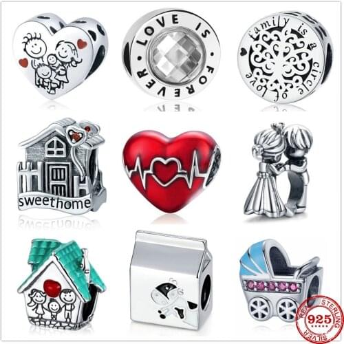 Newst Sweet home family is a circle of love is forever Beads fit Original Pandora Charms Silver 925 Bracelet DIY Women Jewelry