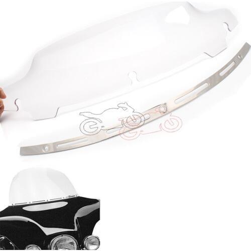 For Harley Touring Electra Street Tri Glide 2014-17 4.5" Clear Motorcycle Windscreen+Edge Cut Aluminum Windshield Trim Case