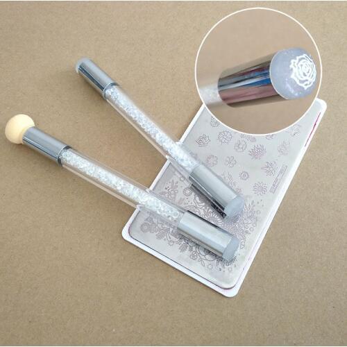 Double-ended Nail Gradient Shading Dotting Painting Pen Sponge and silicone Head Acrylic Rhinestones Handle Gel UV Brush Tools