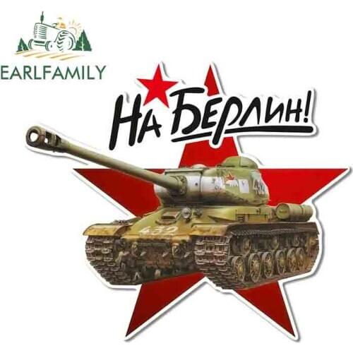 EARLFAMILY 13cm x 10.9cm for Soviet Tank Cartoon Car Stickers Vinyl JDM Bumper Trunk Truck Scratch-proof Waterproof Fine Decal