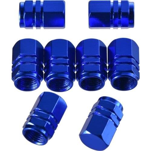 EBOOT 8 Pieces Tire Stem Valve Caps Wheel Valve Covers Car Dustproof Tire Cap, Hexagon Shape (Blue)