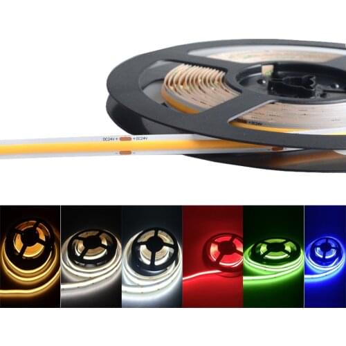 5V/12V/24V cob led strip density and no spot 405nm/3000K/4000K/6000-6500K/Yellow