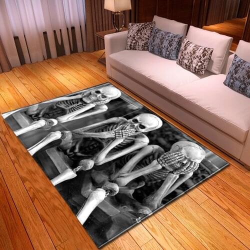 Interesting Skulls 3D Printed Carpets for Living Room Bedroom Decor Carpet Soft Flannel Home Floor Mat Halloween Party Area Rugs