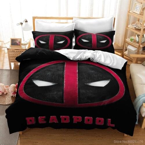 Deadpool 3d Printed Bedding Set Queen King Size Comforter Cover with Pillowcase Set Soft Duvet Cover Set Home Textile for Boys