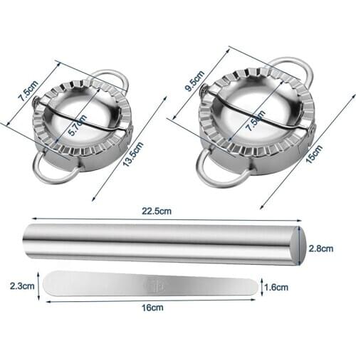 LBER Dumplings Maker,7 Pack Stainless Steel Easy Pie Ravioli Empanadas Press Mold,Pierogi Cutter Wrappers Pastry Making Tools