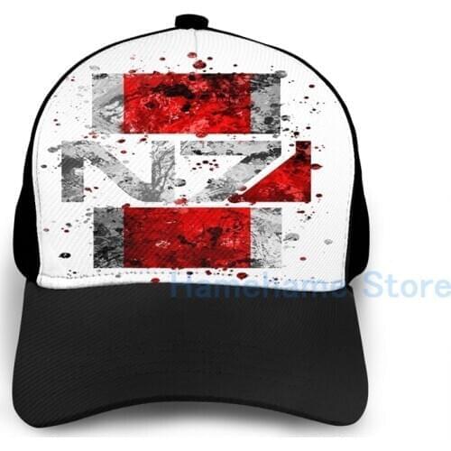 Fashion Mass Effect - N7 (Lite) Splatter Basketball Cap men women Graphic print black Unisex adult hat