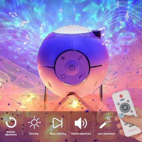 Music Starry Sky Projector Nightlight LED Fourteen Lighting Modes USB Rechargeable Romantic Galaxy Atmosphere Night Light