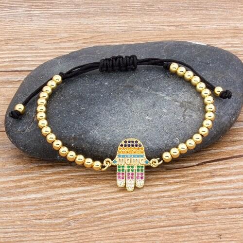 New Fashion Rope Bracelet For Women Cubic Zirconia Rhinestone Adjustable Handmade Bead Bracelets Bangles Best Gift for Mama