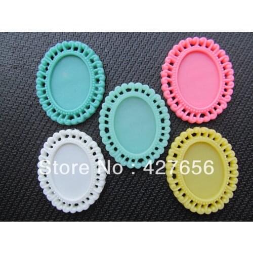 10pcs Oval Flatback (5 Colors) Resin Frame Charm Finding,Filigree Border Base Setting Tray,for 18x24mm Picture/Cabochon/ Cameo