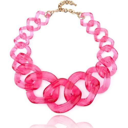 BOJIU 13 Colors Big Acrylic Chokers Necklaces For Women Punk Gold Copper Chain Plastic Collar Necklace Lady Gift Jewelry NK1075