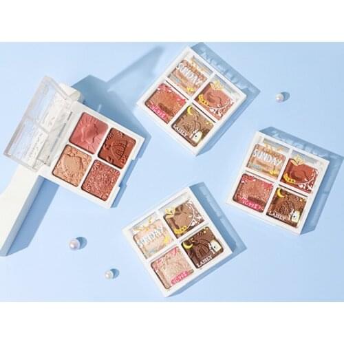 4 Colors Full Matte Eyeshadow Palette Non Flying Powder High Color Rendering Transparent Acrylic Shell Square Makeup